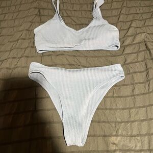 SHEIN Light Blue Ribbed Bikini Set